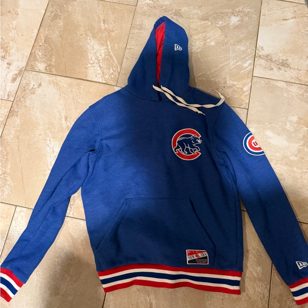 New Era Chicago Cubs Royal Blue Hoodie with Red & White Trim